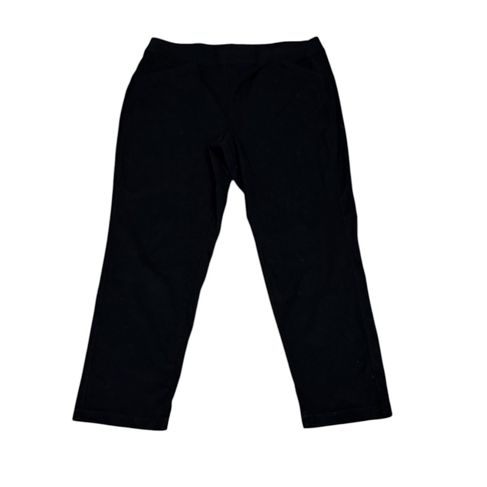 Comfy Chico's Travelers Black Pull On Straight Leg Pants 2R US Size 12 cropped